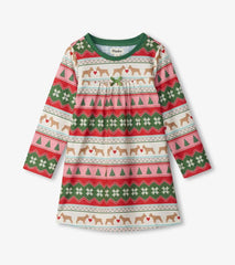 Girls Girls Puppy Hearts Fair Isle Long Sleeve Nightdress | Hatley Sleepwear