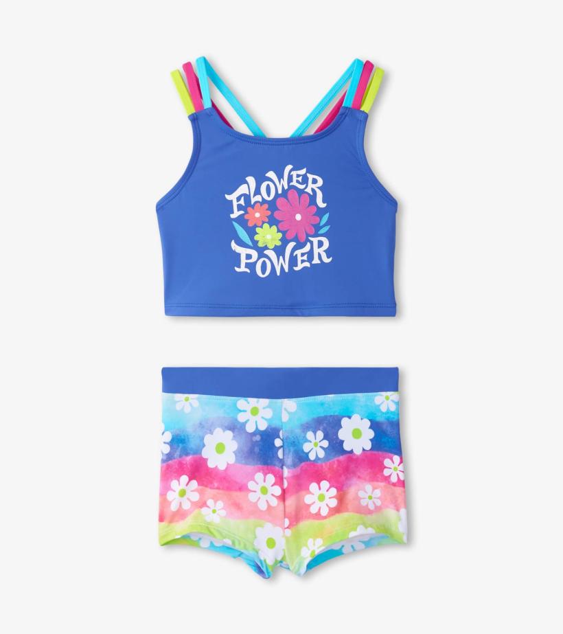 Girls Girls Rainbow Flower Two-Piece Crop Top Bikini Set | Hatley Swimwear