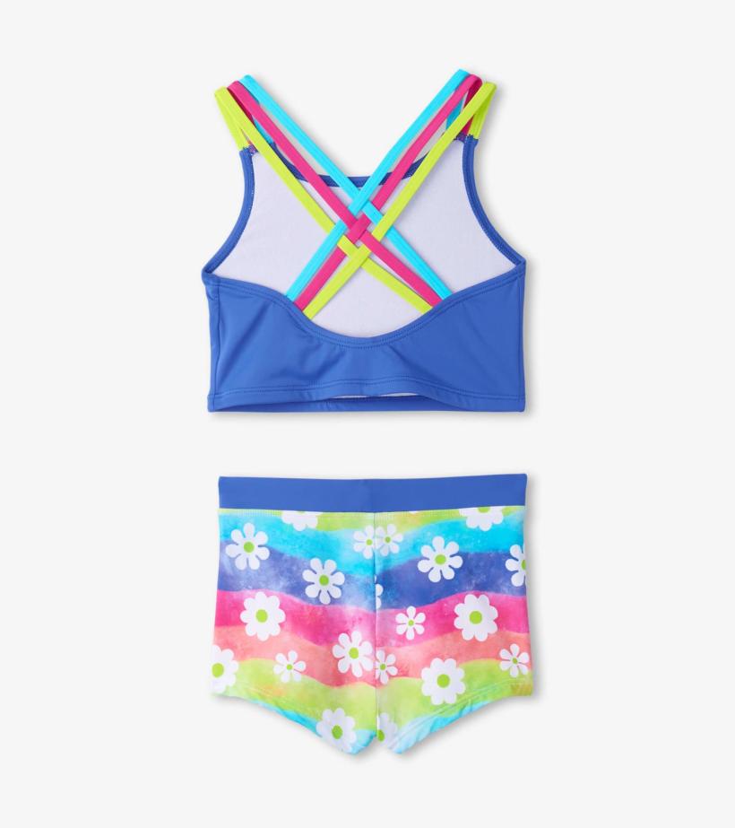 Girls Girls Rainbow Flower Two-Piece Crop Top Bikini Set | Hatley Swimwear