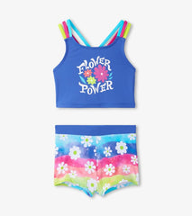 Girls Girls Rainbow Flower Two-Piece Crop Top Bikini Set | Hatley Swimwear