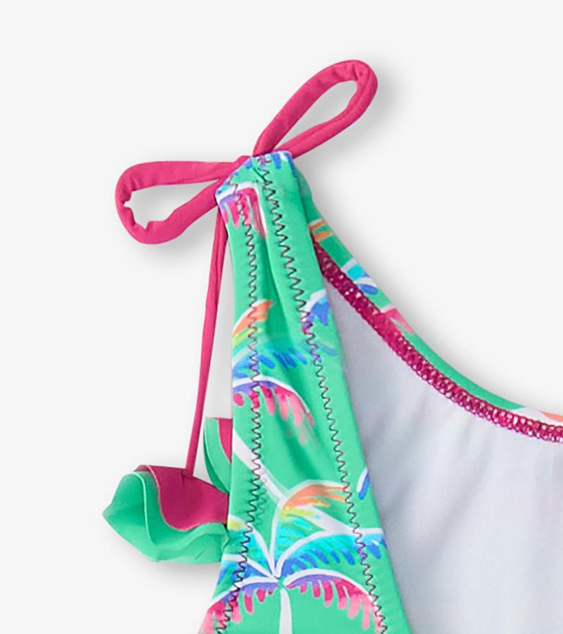 Girls Girls Rainbow Palm Shoulder Shoulder Bow Swimsuit | Hatley Swimwear