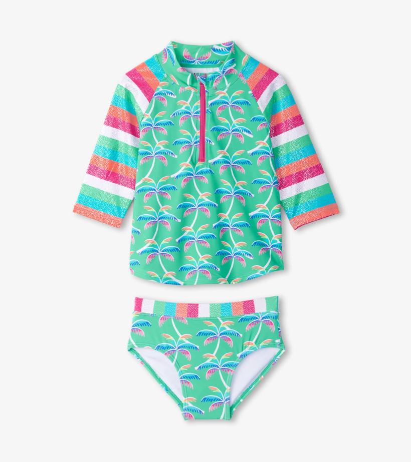 Girls Girls Rainbow Palm Two-Piece Rashguard Set | Hatley Swimwear