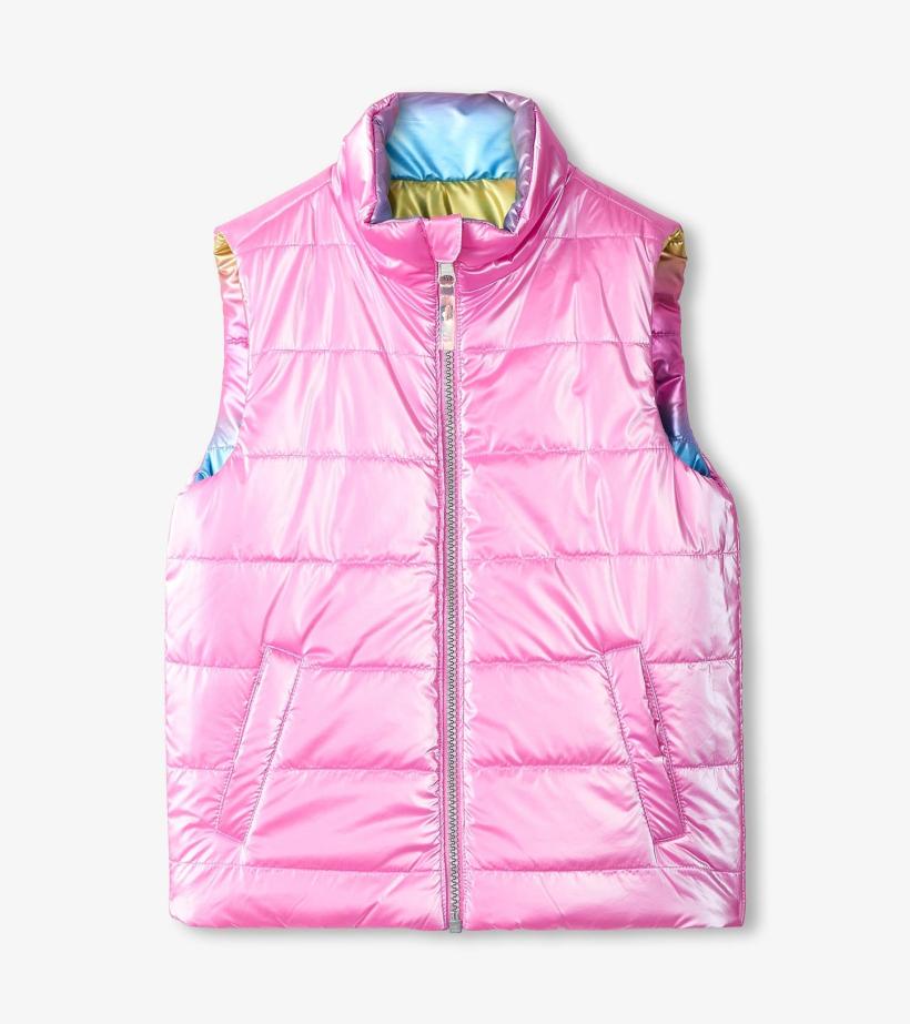 Girls Girls Rainbow Shine Reversible Quilted Vest | Hatley Tops