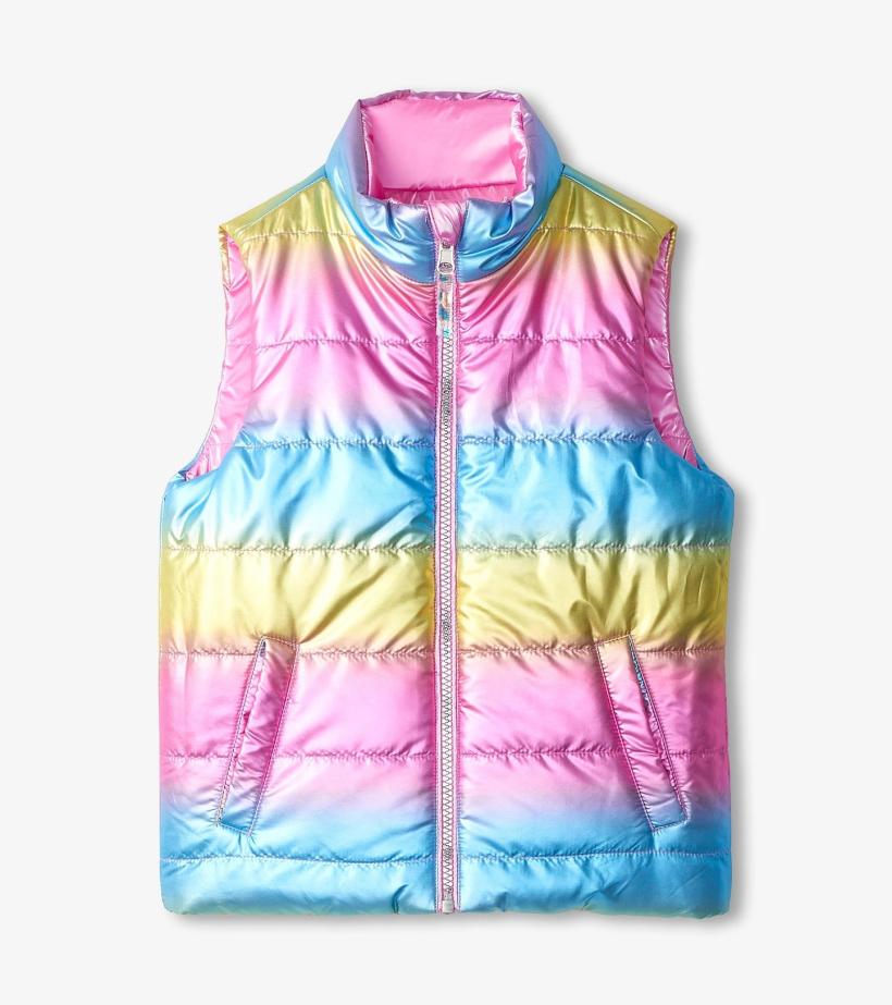 Girls Girls Rainbow Shine Reversible Quilted Vest | Hatley Tops