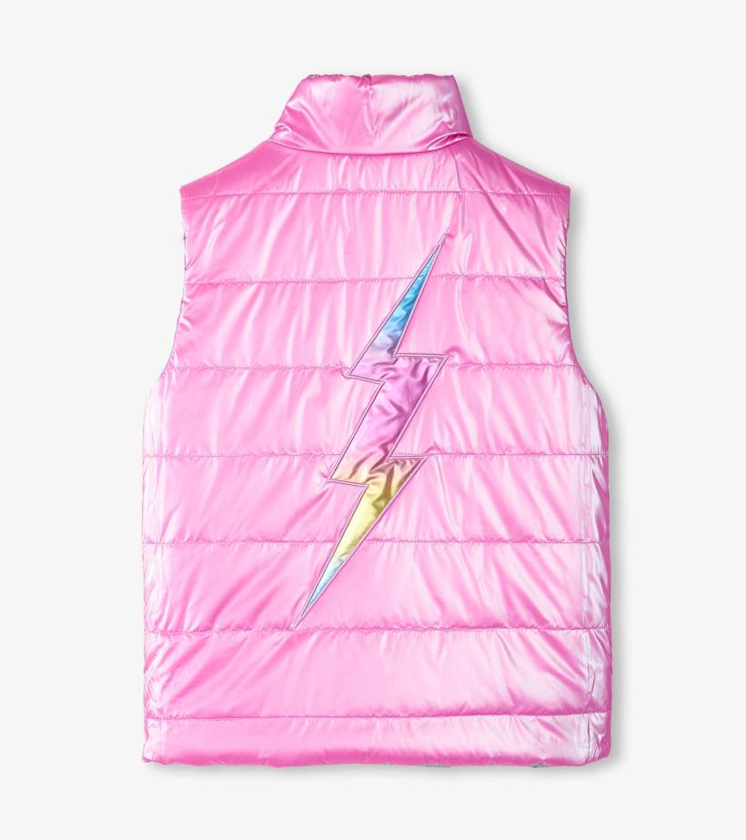 Girls Girls Rainbow Shine Reversible Quilted Vest | Hatley Tops