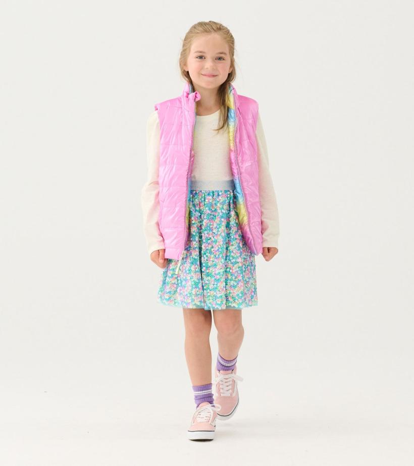 Girls Girls Rainbow Shine Reversible Quilted Vest | Hatley Tops