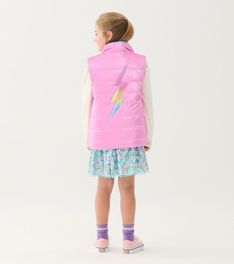 Girls Girls Rainbow Shine Reversible Quilted Vest | Hatley Tops