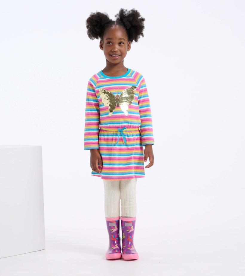 Girls Girls Rainbow Stripes Drop Waist Dress | Hatley Dresses