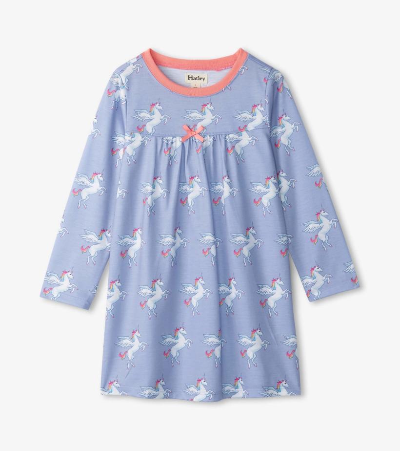 Girls Girls Rainbow Unicorn Long Sleeve Nightgown | Hatley Sleepwear