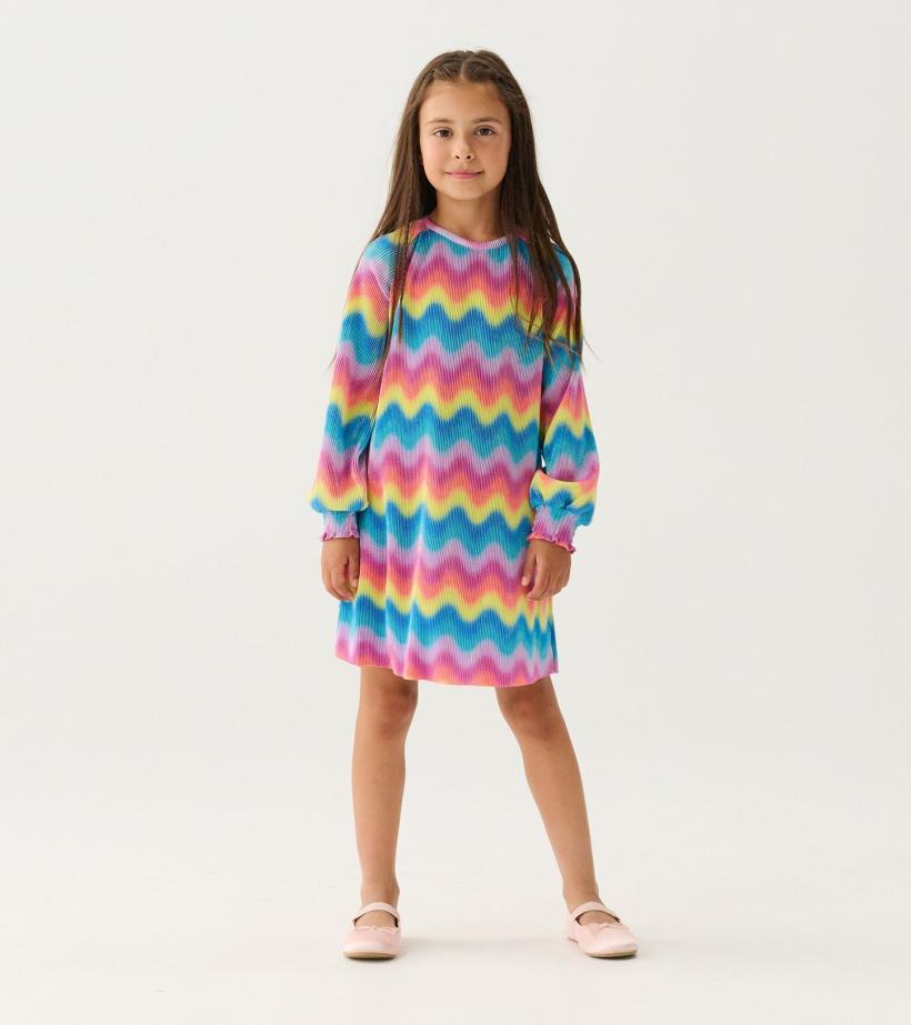Girls Girls Rainbow Wave Pleated A-Line Dress | Hatley Dresses