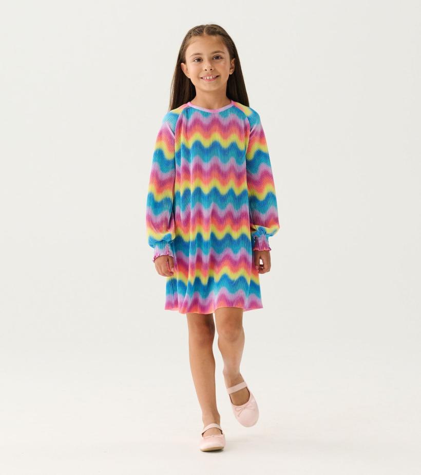 Girls Girls Rainbow Wave Pleated A-Line Dress | Hatley Dresses