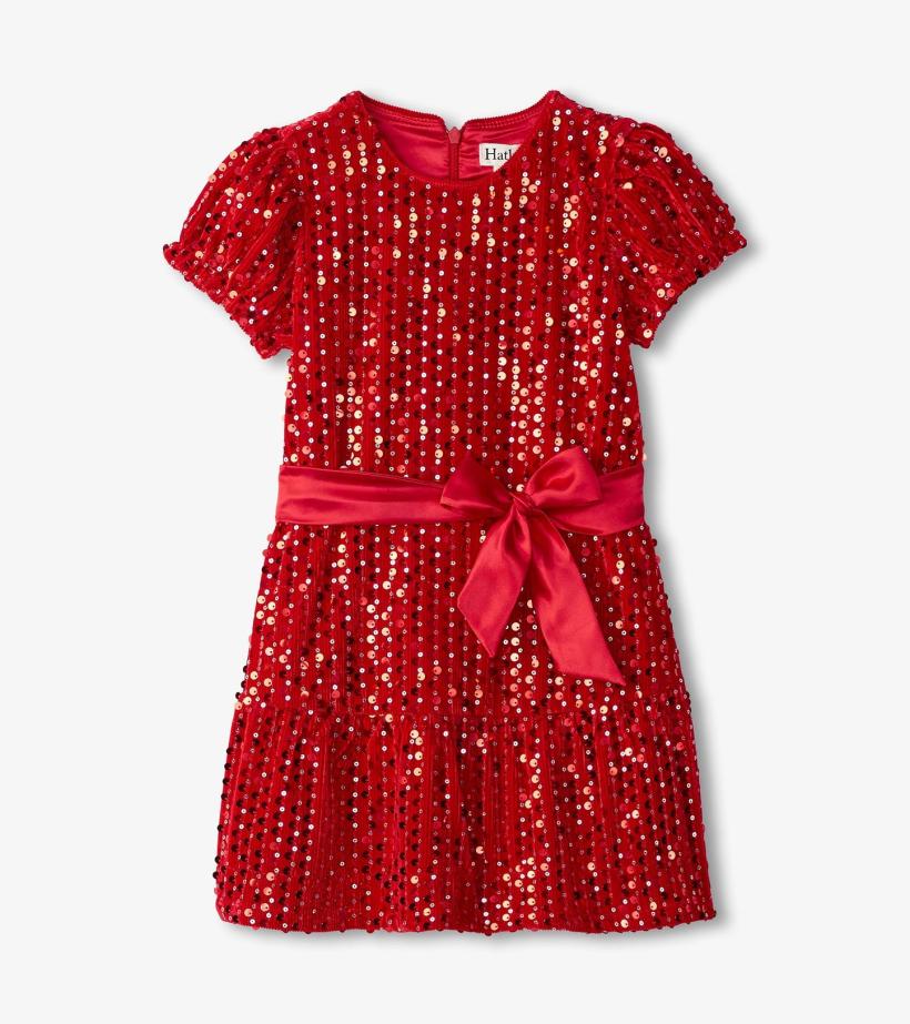 Girls Girls Red Sequins Velvet Dress | Hatley Dresses