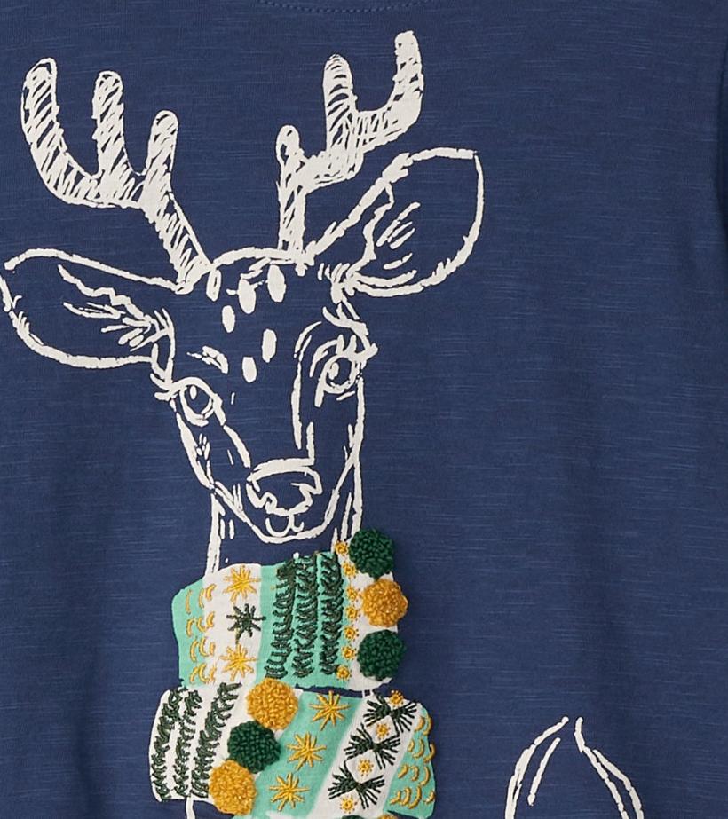 Girls Girls Reindeer Scarf T-Shirt | Hatley Tops