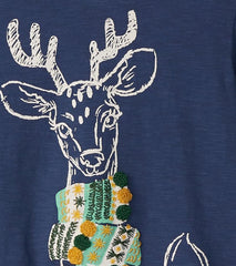 Girls Girls Reindeer Scarf T-Shirt | Hatley Tops