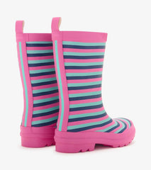 Girls Girls Rose Violet Stripes Matte Rain Boots | Hatley Rainwear