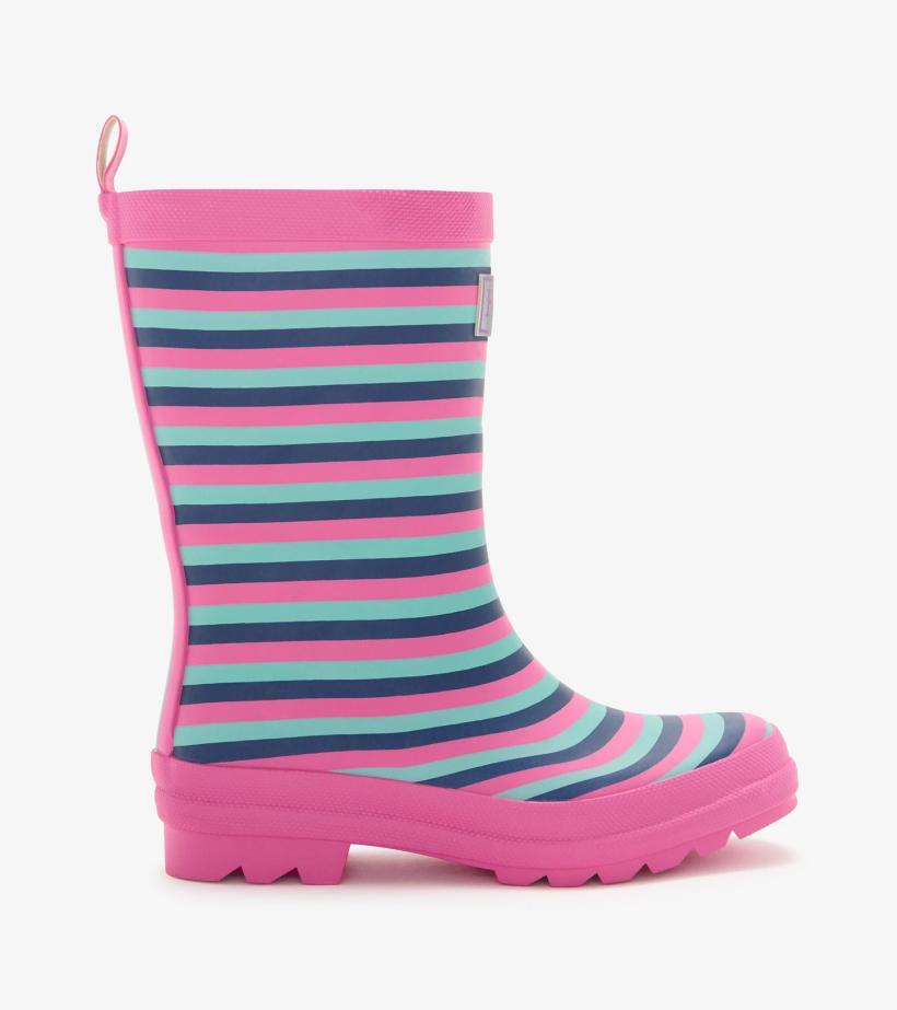Girls Girls Rose Violet Stripes Matte Rain Boots | Hatley Rainwear