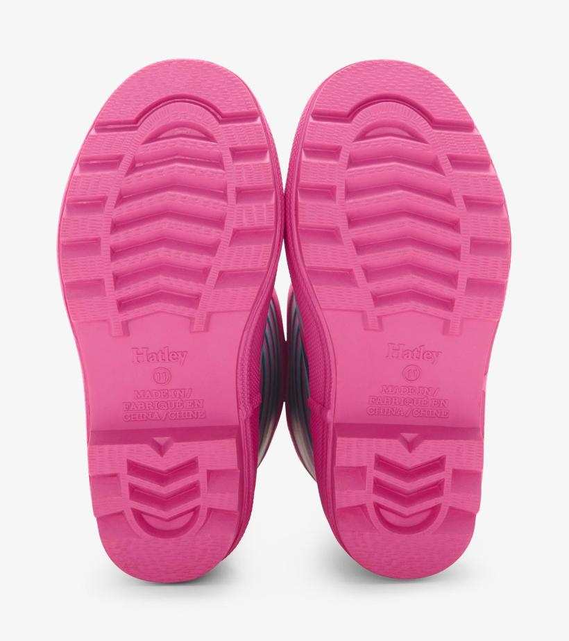 Girls Girls Rose Violet Stripes Matte Rain Boots | Hatley Rainwear