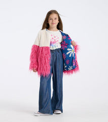 Girls Girls Sheer Pink Faux Fur Jacket | Hatley Sweaters