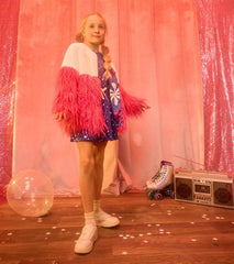 Girls Girls Sheer Pink Faux Fur Jacket | Hatley Sweaters