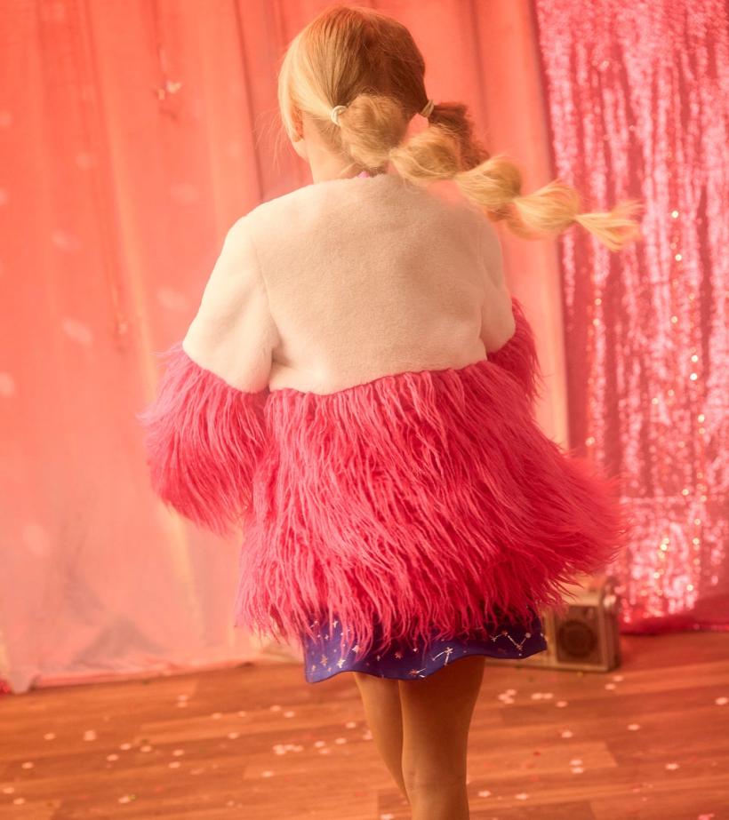 Girls Girls Sheer Pink Faux Fur Jacket | Hatley Sweaters