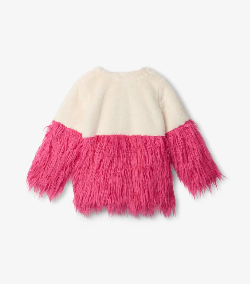 Girls Girls Sheer Pink Faux Fur Jacket | Hatley Sweaters