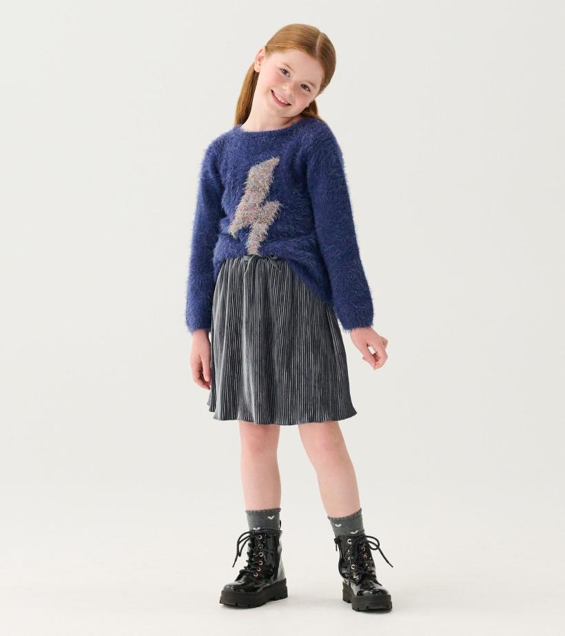 Girls Girls Silver Shine Pleated Velour Skirt | Hatley Bottoms