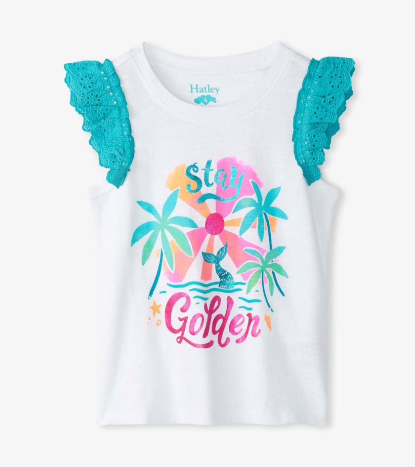 Girls Girls Stay Golden Ruffle Sleeve Tank Top | Hatley Tops