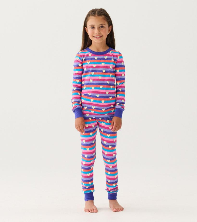 Girls Girls Stripes &amp; Hearts Pajama Set | Hatley Sleepwear
