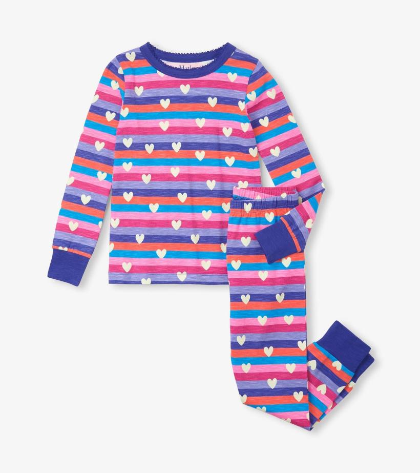 Girls Girls Stripes &amp; Hearts Pajama Set | Hatley Sleepwear