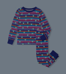 Girls Girls Stripes &amp; Hearts Pajama Set | Hatley Sleepwear