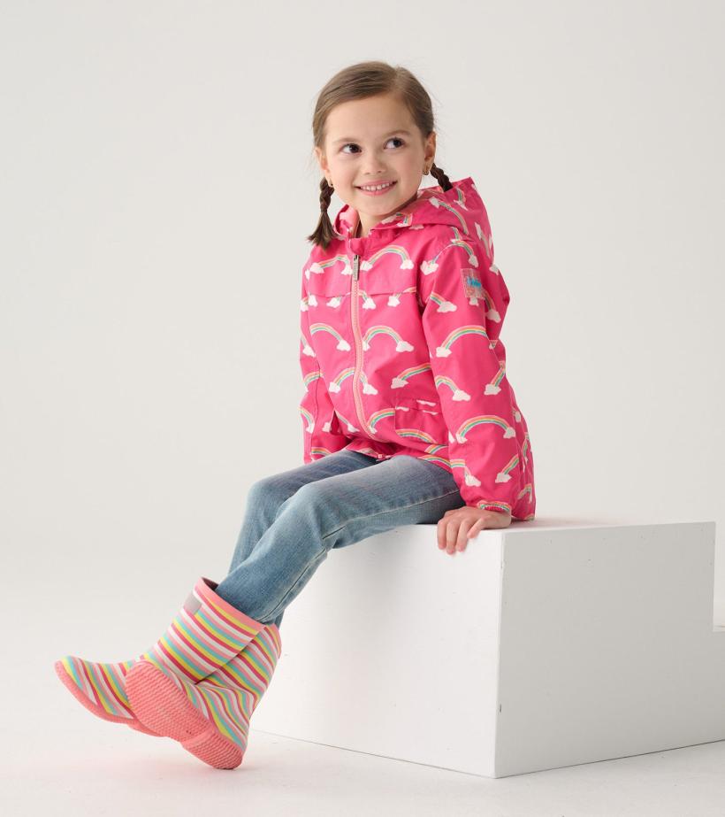 Girls Girls Summer Rainbow Zip-Up Lightweight Rain Jacket | Hatley Rainwear