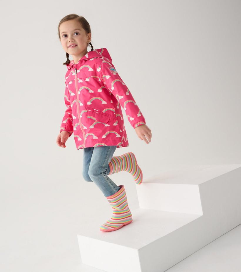 Girls Girls Summer Rainbow Zip-Up Lightweight Rain Jacket | Hatley Rainwear