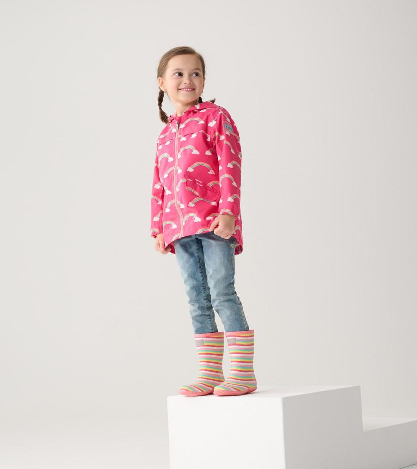 Girls Girls Summer Rainbow Zip-Up Lightweight Rain Jacket | Hatley Rainwear