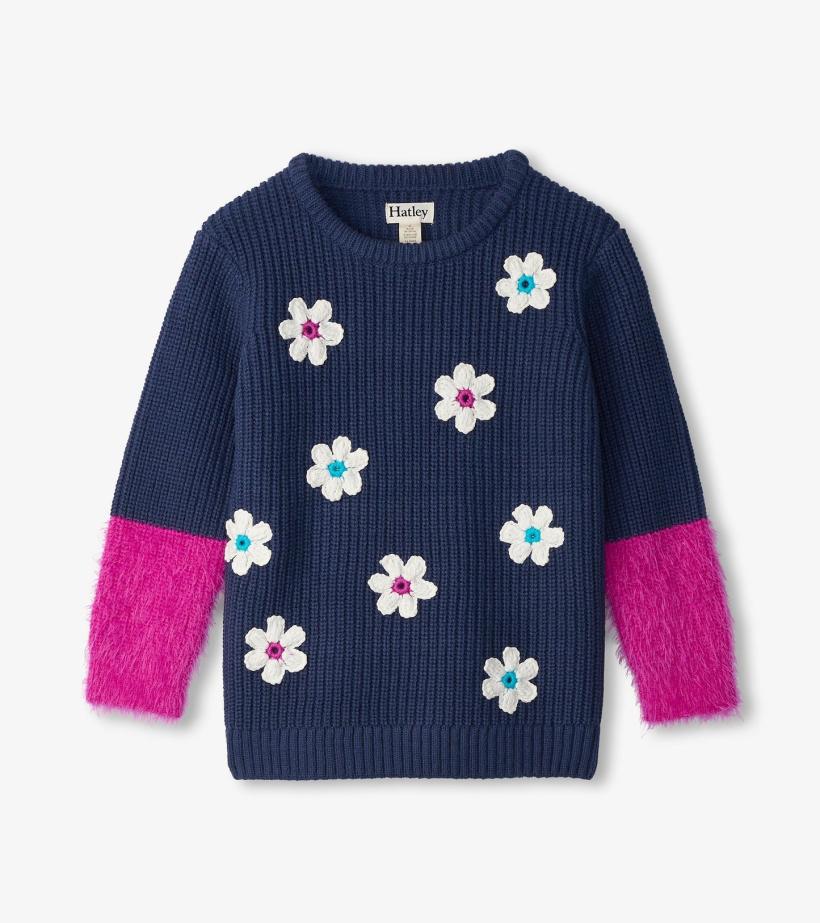 Girls Girls Throwback Flowers Fluffy Sleeve Sweater Tunic | Hatley Sweaters