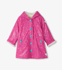 Girls Girls Tiny Dots Sherpa Lined Button-Up Rain Jacket | Hatley Rainwear