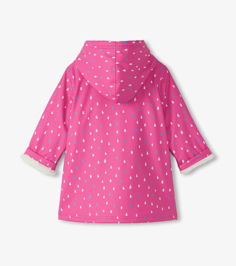 Girls Girls Tiny Dots Sherpa Lined Button-Up Rain Jacket | Hatley Rainwear