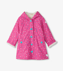Girls Girls Tiny Dots Sherpa Lined Button-Up Rain Jacket | Hatley Rainwear