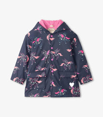 Girls Girls Unicorn Constellations Colour Changing Button-Up Rain Jacket | Hatley Rainwear