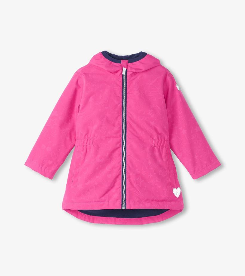 Girls Girls Unicorn Doodle Zip-Up Lightweight Rain Jacket | Hatley Rainwear