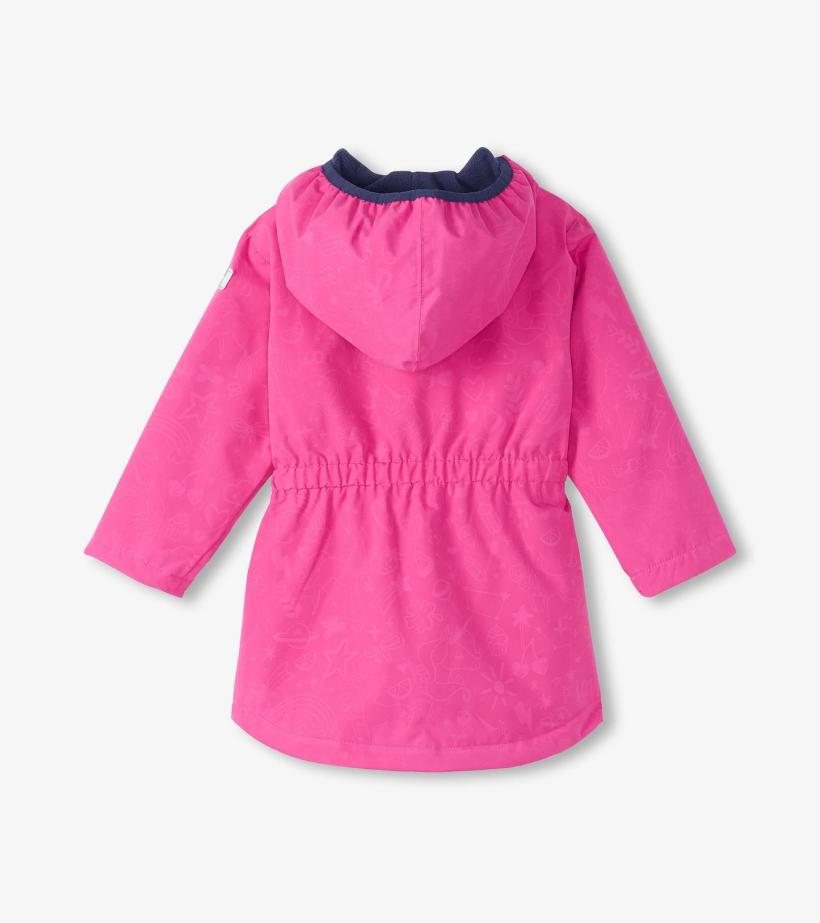 Girls Girls Unicorn Doodle Zip-Up Lightweight Rain Jacket | Hatley Rainwear