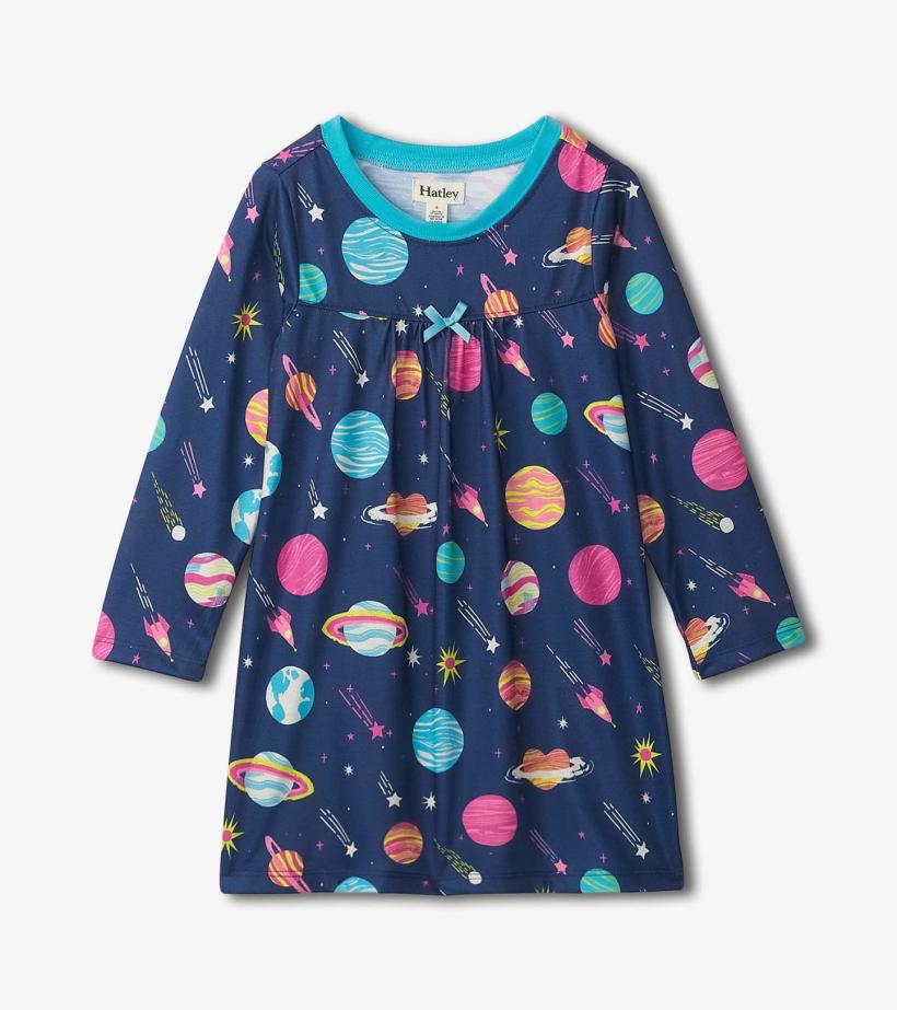 Girls Interstellar Long Sleeve Girls Nightgown | Hatley Sleepwear