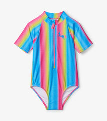 Girls Jelly Bean Rainbow Rashguard One Piece | Hatley Swimwear