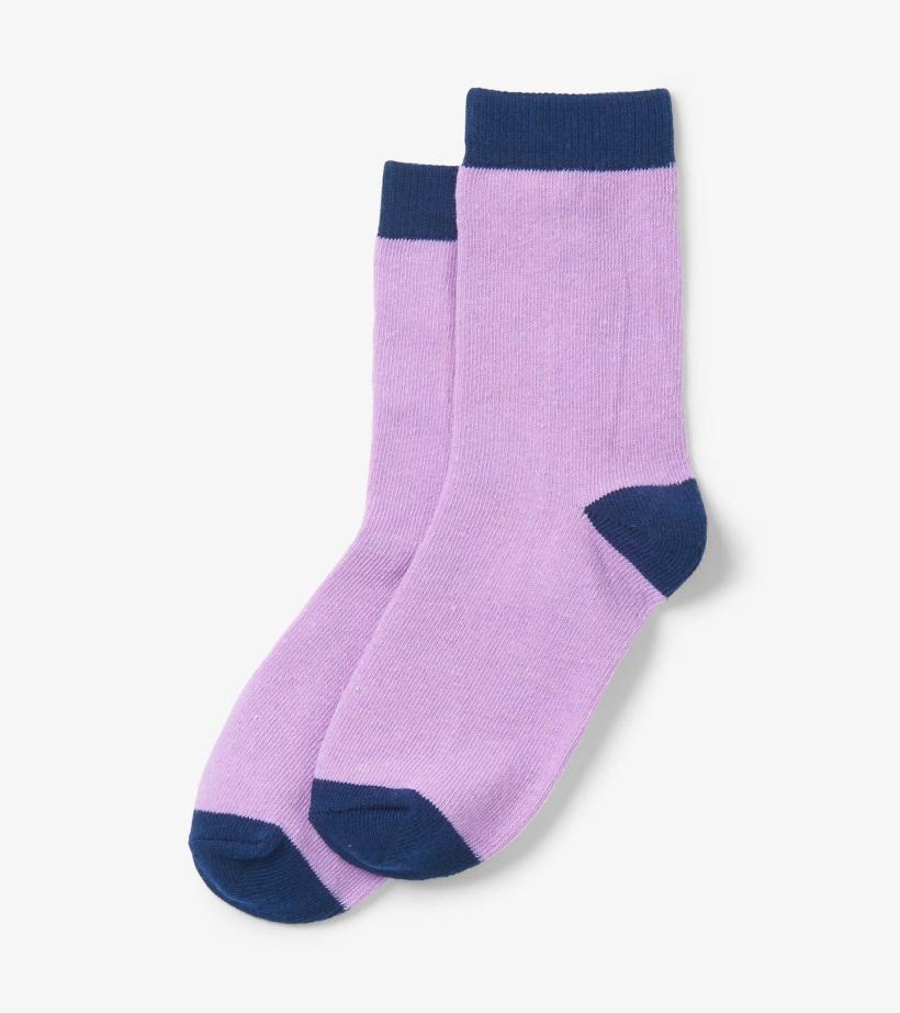 Girls Lilac &amp; Navy Crew Socks | Hatley Footwear