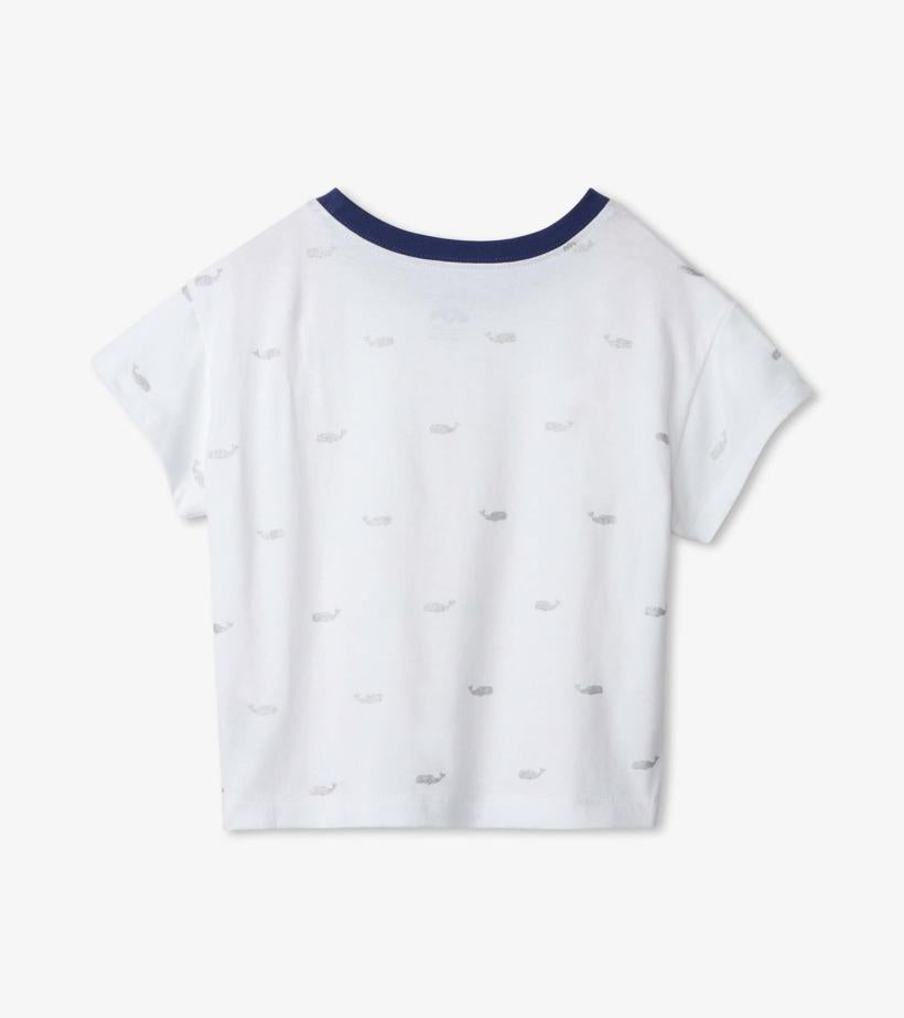 Girls Nautical Anchors Pleated Slouchy Tee | Hatley Tops