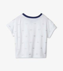 Girls Nautical Anchors Pleated Slouchy Tee | Hatley Tops