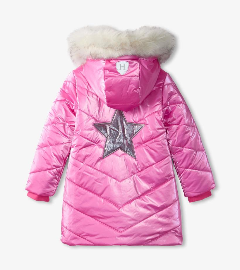 Girls Pink Star Puffer Jacket | Hatley Outerwear