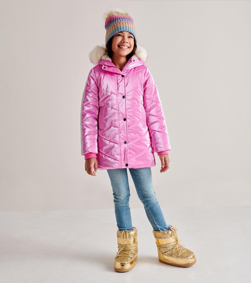 Girls Pink Star Puffer Jacket | Hatley Outerwear