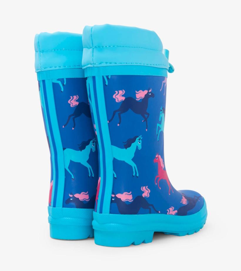 Girls Prancing Horses Sherpa Lined Rain Boots | Hatley Rainwear