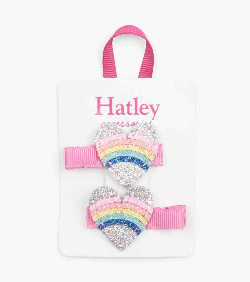Girls Rainbow Hearts Glitter Hair Clips | Hatley Accessories