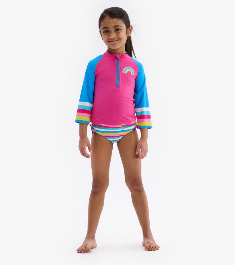 Girls Rainbow Stripe Rashguard Set | Hatley Swimwear